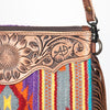 ADBG236 American Darling Western Cross body Bag Hand-Tooled Leather & Saddle Blanket
