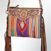 ADBG236 American Darling Western Cross body Bag Hand-Tooled Leather & Saddle Blanket