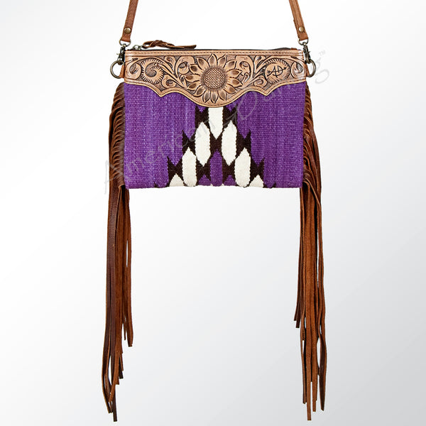 ADBG236 American Darling Western Cross body Bag Hand-Tooled Leather & Saddle Blanket