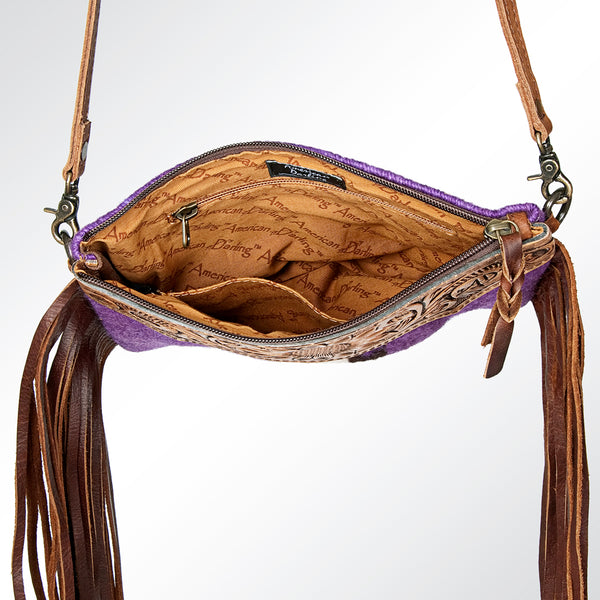 ADBG236 American Darling Western Cross body Bag Hand-Tooled Leather & Saddle Blanket