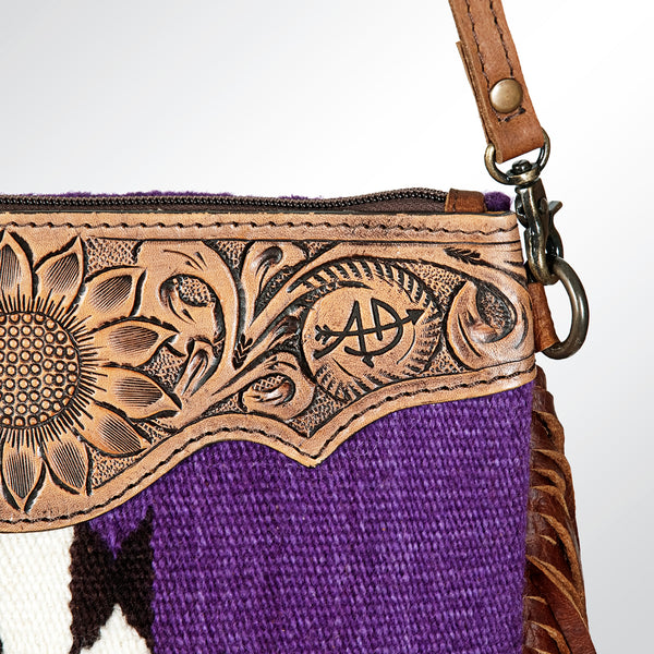 ADBG236 American Darling Western Cross body Bag Hand-Tooled Leather & Saddle Blanket