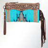 ADBG344 American Darling Western Leather Wristlet Bag with Hand Tooled Floral Carving and Saddle Blanket