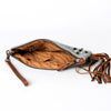 ADBG344 American Darling Western Leather Wristlet Bag with Hand Tooled Floral Carving and Saddle Blanket