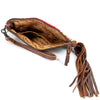 ADBG344 American Darling Western Leather Wristlet Bag with Hand Tooled Floral Carving and Saddle Blanket