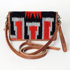 ADBG485 Southwestern Wool Organizer Bag with Leather Trim & Geometric Pattern