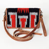 ADBG485 Southwestern Wool Organizer Bag with Leather Trim & Geometric Pattern