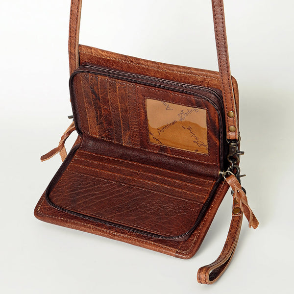 ADBG485 Southwestern Wool Organizer Bag with Leather Trim & Geometric Pattern