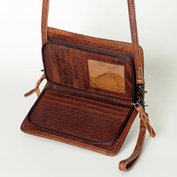 ADBG485 Southwestern Wool Organizer Bag with Leather Trim & Geometric Pattern
