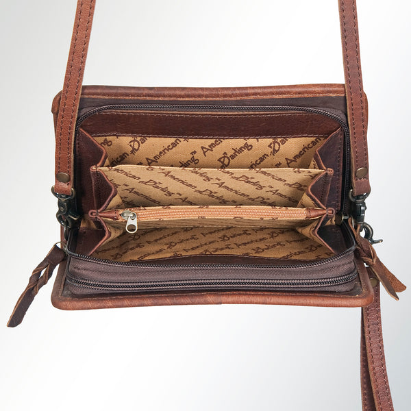 ADBG485 Southwestern Wool Organizer Bag with Leather Trim & Geometric Pattern