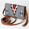 ADBG485 Southwestern Wool Organizer Bag with Leather Trim & Geometric Pattern