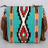 ADBG510 American Darling Tooled Leather & Saddle Blanket Crossbody Bag - Western Fringe Purse