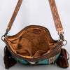 ADBG510 American Darling Tooled Leather & Saddle Blanket Crossbody Bag - Western Fringe Purse