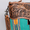 ADBG510 American Darling Tooled Leather & Saddle Blanket Crossbody Bag - Western Fringe Purse