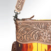 ADBG510 American Darling Tooled Leather & Saddle Blanket Crossbody Bag - Western Fringe Purse