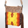 ADBG510 American Darling Tooled Leather & Saddle Blanket Crossbody Bag - Western Fringe Purse