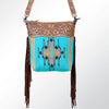 ADBG510 American Darling Tooled Leather & Saddle Blanket Crossbody Bag - Western Fringe Purse