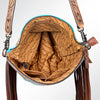 ADBG510 American Darling Tooled Leather & Saddle Blanket Crossbody Bag - Western Fringe Purse
