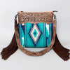 ADBG510 American Darling Hand Tooled Floral & Hand Woven Saddle Blanket Large Cross Body Bag