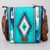 ADBG510 American Darling Hand Tooled Floral & Hand Woven Saddle Blanket Large Cross Body Bag