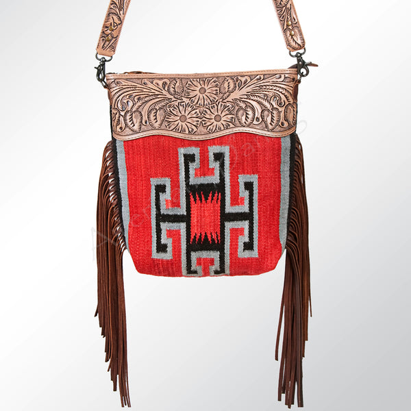 ADBG510 American Darling Hand Tooled Floral & Hand Woven Saddle Blanket Large Cross Body Bag