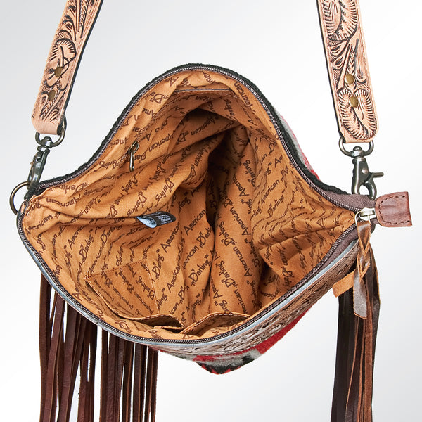 ADBG510 American Darling Hand Tooled Floral & Hand Woven Saddle Blanket Large Cross Body Bag