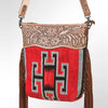 ADBG510 American Darling Hand Tooled Floral & Hand Woven Saddle Blanket Large Cross Body Bag