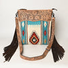 ADBG510 American Darling Hand Tooled Floral & Hand Woven Saddle Blanket Large Cross Body Bag