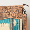 ADBG510 American Darling Hand Tooled Floral & Hand Woven Saddle Blanket Large Cross Body Bag