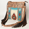 ADBG510 American Darling Hand Tooled Floral & Hand Woven Saddle Blanket Large Cross Body Bag
