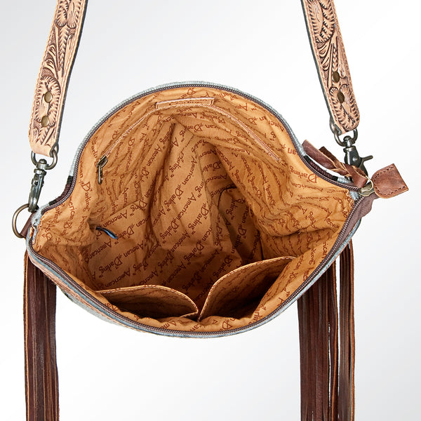 ADBG510 American Darling Hand Tooled Floral & Hand Woven Saddle Blanket Large Cross Body Bag