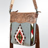 ADBG510 American Darling Hand Tooled Floral & Hand Woven Saddle Blanket Large Cross Body Bag