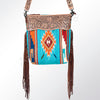 ADBG510 American Darling Hand Tooled Floral & Hand Woven Saddle Blanket Large Cross Body Bag