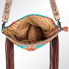 ADBG510 American Darling Hand Tooled Floral & Hand Woven Saddle Blanket Large Cross Body Bag
