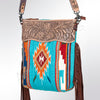 ADBG510 American Darling Hand Tooled Floral & Hand Woven Saddle Blanket Large Cross Body Bag