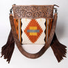ADBG510 American Darling Hand Tooled Floral & Hand Woven Saddle Blanket Large Cross Body Bag