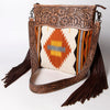 ADBG510 American Darling Hand Tooled Floral & Hand Woven Saddle Blanket Large Cross Body Bag