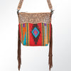ADBG510 American Darling Hand Tooled Floral & Hand Woven Saddle Blanket Large Cross Body Bag