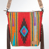 ADBG510 American Darling Hand Tooled Floral & Hand Woven Saddle Blanket Large Cross Body Bag