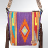 ADBG510 American Darling Hand Tooled Floral & Hand Woven Saddle Blanket Large Cross Body Bag