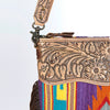 ADBG510 American Darling Hand Tooled Floral & Hand Woven Saddle Blanket Large Cross Body Bag