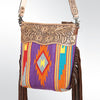 ADBG510 American Darling Hand Tooled Floral & Hand Woven Saddle Blanket Large Cross Body Bag