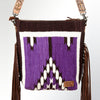 ADBG510 American Darling Hand Tooled Floral & Hand Woven Saddle Blanket Large Cross Body Bag