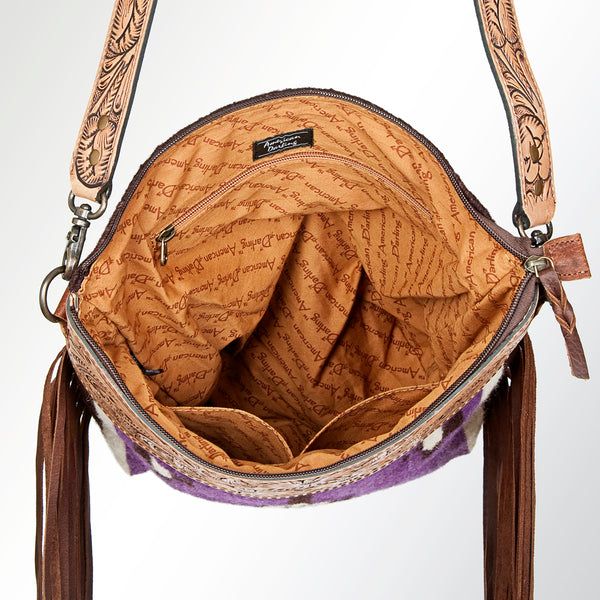 ADBG510 American Darling Hand Tooled Floral & Hand Woven Saddle Blanket Large Cross Body Bag