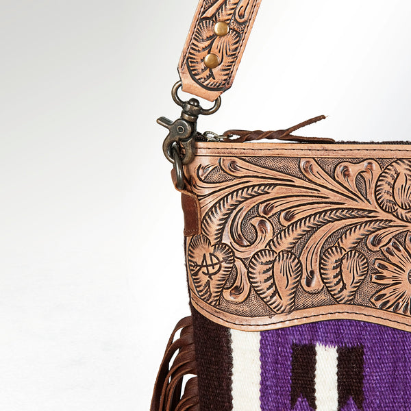 ADBG510 American Darling Hand Tooled Floral & Hand Woven Saddle Blanket Large Cross Body Bag