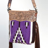 ADBG510 American Darling Hand Tooled Floral & Hand Woven Saddle Blanket Large Cross Body Bag