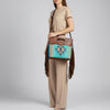 LC-ADBGS146 Southwestern Crossbody Bag - Hand-Tooled Leather & Wool Blend