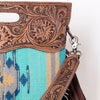 LC-ADBGS146 Southwestern Crossbody Bag - Hand-Tooled Leather & Wool Blend