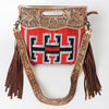 LC-ADBGS146 Southwestern Crossbody Bag - Hand-Tooled Leather & Wool Blend
