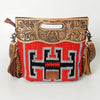 LC-ADBGS146 Southwestern Crossbody Bag - Hand-Tooled Leather & Wool Blend