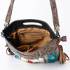 LC-ADBGS146 Southwestern Crossbody Bag - Hand-Tooled Leather & Wool Blend